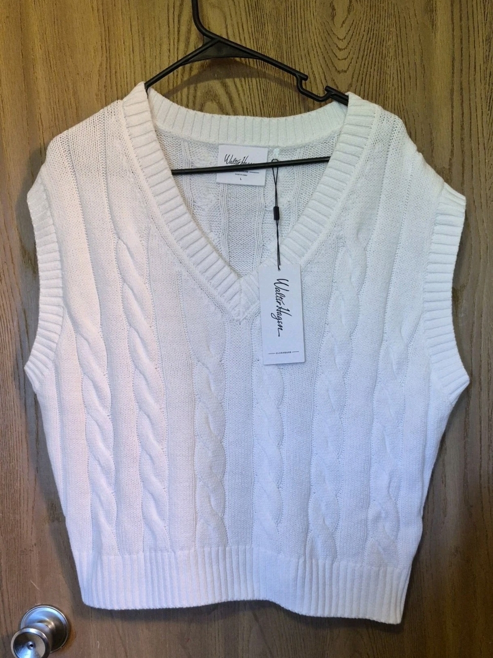 Walter Hagen Golf Clubhouse Sweater Cable Knit Vest Sz. XL New White